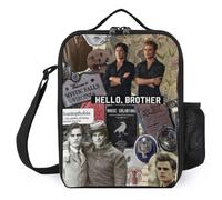 IZIWDORW Team Damon Salvatore Boîtes à déjeuner isothermes étanches avec 3 couches d'isolation avec porte-couverts pour homme et femme (26,7 x 20,3 x 11,4 cm)