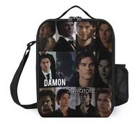 IZIWDORW Team Damon Salvatore Boîtes à déjeuner isothermes étanches avec 3 couches d'isolation avec porte-couverts pour homme et femme (26,7 x 20,3 x 11,4 cm)