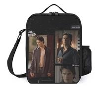 IZIWDORW Team Damon Salvatore Boîtes à déjeuner isothermes étanches avec 3 couches d'isolation avec porte-couverts pour homme et femme (26,7 x 20,3 x 11,4 cm)