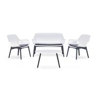 Izmir - Salon De Jardin 4 Places Blanc Avec Table Basse