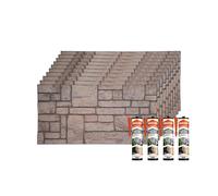 IZODEKOR Lot de 10 panneaux muraux 3D en polystyrène imitation pierre, Pour cuisine, balcon, chambre à coucher, salon et crédence de cuisine, Traces antiques, 10 panneaux avec 4 adhésifs de montage