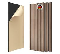 IZODEKOR Lot de 4 panneaux muraux autocollants, aspect bois, 120 x 60 x 2,1 cm, pour revêtement mural intérieur et isolation acoustique, décoration murale de salon, 2,88 m², noyer foncé