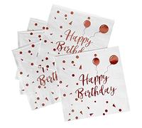 iZoeL 50 pcs Serviettes HAPPY BIRTHDAY Rose Gold Papier, Serviettes Vaisselle 33 * 33 cm 3 Plis pour Fille Anniversaire Déco de Table Mariage