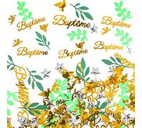 iZoeL 500 pieces 30g Confettis Bapteme Or Sauge Vert Bapteme Décoration de Table Garcon Fille - Etoile/Argent Pigeon/Ange Confettis
