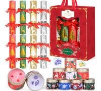 iZoeL 8 pièces Crackers Noel Set - Bougie Parfumées, Papier Crackers Cadeaux Noel avec Carte Blague, Idees Cadeaux & Remplissable & Amusant, pour Famille Amis Collègues (No Snap)