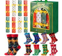 iZoeL 8 pièces Crackers Noel Set - Chaussettes Noel, Papier Crackers Cadeaux Noel avec Carte Blague, Idees Cadeaux & Remplissable & Amusant, pour Famille Amis Collègues (No Snap)