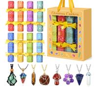 iZoeL 8 pièces Crackers Noel Set - Cristaux et Pierres Précieuses, Cadeaux Noel avec Carte Blague, Idees Cadeaux & Remplissable & Amusant, pour Famille Amis Collègues (Papier, No Snap)