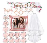 iZoeL Accessoire Enterrement De Vie De Jeune Fille, Badge Future Mariée Badge EVJF Echarpe Future Mariée Kit EVJF Accessoire Bride Accessoires - Team Bride EVJF