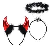 iZoeL Bandeaux Demon Bandeaux Anges Auréole, Diadème Devil Costumes Ange Fête, Costume Carnaval/Halloween Déguisement Halloween/Carnaval Ange Diable Combo Femme Enfant Fille