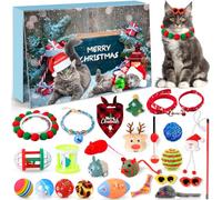 iZoeL Calendrier de l'Avent Chat Calendrier de l'Avent 2025 Chat, Cadeaux Noel pour Animaux, 24 Jouets Interactifs d'intérieur - Colliers Boules Jouet de Dentition Laisses