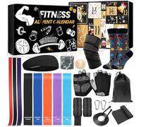iZoeL Calendrier de l'Avent Fitness Calendrier de l'Avent Homme Elastique Sport Fitness Musculation, Cadeaux Noel - Cordes à sauter Bandes Resistance Bandes Traction Gants, pour Papa Épouses Maris