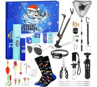 iZoeL Calendrier de l'Avent Peche Calendrier de l'Avent 2025 Homme, 24 Leurre Peche Carnassier Matériel de Pêche, Cadeau Surprise de Noël pour Homme Teenager Papa Grand-Père Oncle