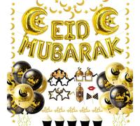 iZoeL Eid Mubarak Decoration Ballon Guirlande pour Maison Restaurant Jardin - Banderole Décor Gâteau Photobooth