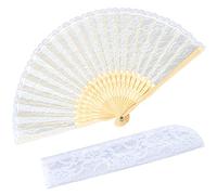 iZoeL Eventail Mariage Dentelle Eventail Bois Eventail Blanc Eventail Danser Eventail, Accessoires Mariage Décoration Fête Mariage Decoration Fete Eventail - Léger et Pliable - L- 42 x 22.5 cm