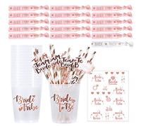 iZoeL Gobelet EVJF Bracelet EVJF 16 Kit EVJF Accessoire Bride Accessoires EVJF Rose Gold, Tatouage EVJF Paille EVJF Enterrement de Vie de Jeune Fille Accessoire - Team Bride Accessoire EVJF Decoration