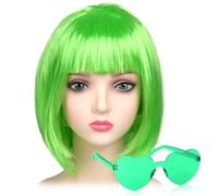 iZoeL Perruque Année 80 Bob Courte avec Frange - Soirée Déguisée Style Idole Musicien Chanteur Rock Carnaval Halloween