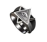Izpack Bague extensible vintage œil de Dieu pour homme et femme - Œil de la Providence - Pyramide triangle ouvert réglable - Bijoux tendance - Cadeaux