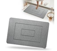 IZPFTOP Tapis de Bain Diatomite Pierre - 60 x 39 cm Tapis Salle de Bain Absorbant et Antidérapant Rigide, Tapis de Douche Séchage Rapide pour Baignoire et Sol, Tapis Égouttoir Cuisine (Gris Clair)