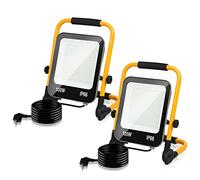 Izrielar 100W 10000LM LED Projecteur de chantier Lampe de travail 144 LED Lampe de chantier 6000K blanc froid Projecteur de chantier pliable IP66 Lampe de chantier pour atelier Camping, 2 pièces
