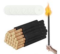 Izrielar 25 pièces Torches en cire, durée de combustion de 100 minutes, torches d'extérieur Torches à feu, manche extra long avec protège-main, cire naturelle pour les enfants, randonnées nocturnes