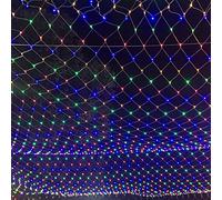 Izrielar 2x LED Filet lumineux 2x2m 200LEDs Filet lumineux de chaîne 8 modes Rideau lumineux avec fiche Lumières de Noël pour intérieur et extérieur IP44 étanche, Coloré