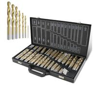 Izrielar Assortiment de 230 forets à métal hélicoïdaux de 1 à 13 mm avec revêtement en titane, kit de forets professionnels à pierre, coffret de forets