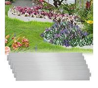 Izrielar Bordure de pelouse en métal 5m - 5 pièces Bordure de Tonte, galvanisé Flexible Bordure de Parterre Longueur par Bande 5m - Hauteur 15cm, Argent