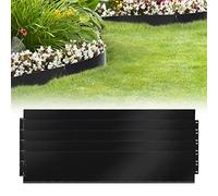 Izrielar Bordure de pelouse en métal 60m - 60 pièces Bordure de Tonte, galvanisée Clôture de Jardin Bordure de Parterre Longueur par Bande 10m - Hauteur 15cm, Noir