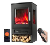 Izrielar cheminée électrique avec Chauffage, cheminée Murale électrique avec Chauffage, WiFi App télécommande, 900/1800W LED Effet Flamme feu de cheminée avec Thermostat, fenêtre panoramique Timer