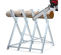 Izrielar chevalet de sciage 1x sciage de Bois pour tronçonneuse Bois capacité de Charge 150kg métal galvanisé 81x80x80cm chevalet de sciage Bois Pliable Support argenté
