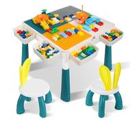 Izrielar Ensemble Multi-activités 7-en-1 pour Enfants, Table de Bricolage avec 2 Chaises et 251 Blocs