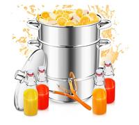 Izrielar Extracteur de jus vapeur en acier inoxydable Ø26 / 16L avec 4 bouteille, compatible avec tous les appareils de cuisson, y compris l'induction