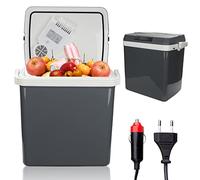 Izrielar Glacière électrique 24L, 12V 230V, Mini-réfrigérateur Réfrigéré et Chauffé, REFROIDIT et CHAUFFE, Glacière de voiture avec mode ECO, pour le camping, Gris
