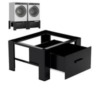 Izrielar Lot de 2 supports de machine à laver avec tiroir 62,5 x 54,5 x 32,5 cm - Meuble inférieur pour machine à laver jusqu'à 150 kg - Étagère pour machine à laver - Noir