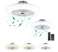 Izrielar Lot de 2 ventilateurs de plafond avec lumière et télécommande, 80 W Smart LED à intensité variable, ventilateurs de plafond 3 Light Color Change et 6 vitesses de ventilateur pour chambre à