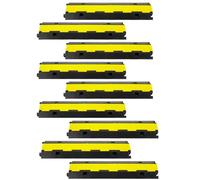 Izrielar Pont de câble de sol 9 pièces 2 canaux, 100 x 25 x 5 cm, tapis de protection de câbles, pont de tuyau en caoutchouc, design modulaire, passages de câbles traversables, protection contre les