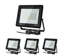Izrielar Projecteur extérieur LED 100W, 4 projecteurs LED 3000K applique murale blanc chaud éclairage lampe, super lumineux 8500LM IP66 projecteur étanche pour décoration de cour extérieure intérieure