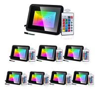Izrielar Projecteur LED 8x 20W RGB avec télécommande, 16 couleurs 4 modes, fonction de mémoire de changement de couleur, extérieur étanche IP66, pour l'extérieur à l'intérieur de l'arbre
