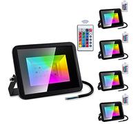 Izrielar Projecteur RGB LED, changement de couleur 5er 50W, coloré à intensité variable, fonction mémoire, 16 couleurs 4 modes, extérieur étanche IP66 pour l'intérieur la fête des arbres, pas de prise