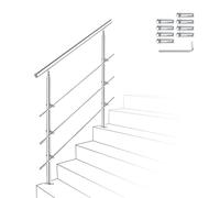 Izrielar Rampe d'escalier 100 cm en acier inoxydable avec 3 traverses - Rampe d'angle réglable - Pour l'extérieur et l'intérieur