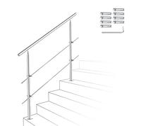 Izrielar Rampe d'escalier 120 cm en acier inoxydable avec 2 traverses - Rampe d'angle réglable - Pour l'extérieur et l'intérieur