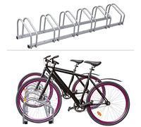 Izrielar Râtelier à vélos, pour 6 vélos, largeur de pneu 35 à 55 mm, montage au sol et au mur, support multiple, support galvanisé, argenté, dimensions H BT : 26 x 160 x 32 cm