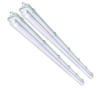 Izrielar Réglette LED 18W 120CM Luminaire à vasque pour locaux humides, Lumière du jour spot industriel lampe de salle de bain, 4500K blanc neutre, 1800lm, éclairage d'atelier(2 pièces, tube LED T8)
