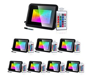 Izrielar RGB Projecteur RVB, 8x10W, changement de couleur, coloré, dimmable avec télécommande, projecteur LED 16 couleurs 4 modes, projecteur LED à fonction mémoire, étanche IP66 pour scène de jardin