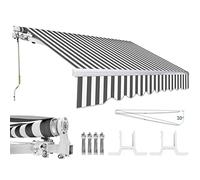 Izrielar Store Banne Manuel 250/300/350cm Marquise de Balcon résistante aux UV, Protection Solaire, Opaque Marquise articulée pour terrasse Balcon - 250 x 200 cm Gris