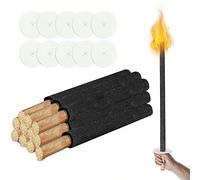 Izrielar Torches en cire pour randonnées en plein air, naturelle, torches de jardin de haute qualité, durée de combustion 45 min, avec longue poignée, torches de jardin, 200 pièces