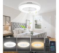 Izrielar Ventilateur de plafond avec éclairage, 80W Lampe de plafond avec télécommande, APP, 6 niveaux de vitesse du vent, 3 temporisateurs de température de couleur, aller et retour pour le salon