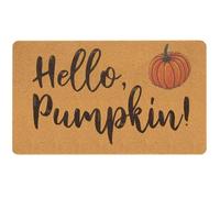 IZUS Hello-Pumpkin Welcome-Paillasson antidérapant en fibre de coco pour la récolte d'automne, le festival, le porche, la décoration d'intérieur, 43,2 x 73,7 cm