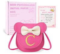izuzta Portefeuille pour enfants de 1, 2, 3, 4, 5, 6, 7, 8, 9 ans, cadeau d'anniversaire mignon, mini sac à main à bandoulière, Petit sac rose/lettre dorée, C, C