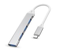 IZyufan Hub USB C ultra fin 4 ports 3.0/2.0 avec adaptateur A vers C compatible MacBook, Mac Pro, Mac Mini, Surface Pro, XPS, clé USB et disque dur mobile